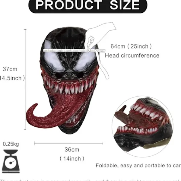 Venom Mask Latex Mask Cosplay Lång Tunga Cosplay Julfilm> Masker