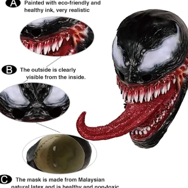 Venom Mask Latex Mask Cosplay Lång Tunga Cosplay Julfilm> Masker