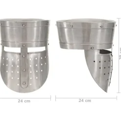 vidaXL Medeltida riddarhjälm för LARP silver stål><noscript><img width=