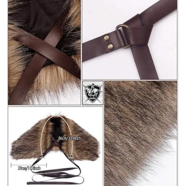 Viking syntetisk päls krage för kompis halsduk capelet wrap kostym tillbehör> Tillbehör