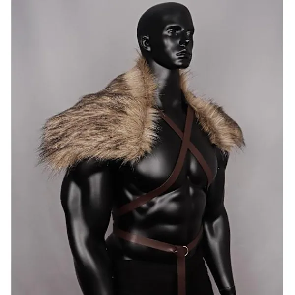 Viking syntetisk päls krage för kompis halsduk capelet wrap kostym tillbehör> Tillbehör