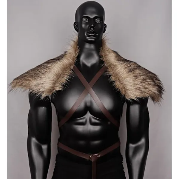 Viking syntetisk päls krage för kompis halsduk capelet wrap kostym tillbehör> Tillbehör