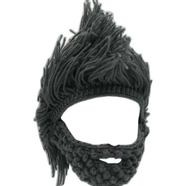 Vikingaskägg Mössa Hornhatt Vinter Varma Mask Stickad Ull Rolig> Huvudbonader