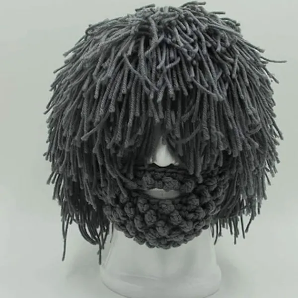 Vikingaskägg Mössa Hornhatt Vinter Varma Mask Stickad Ull Rolig> Huvudbonader