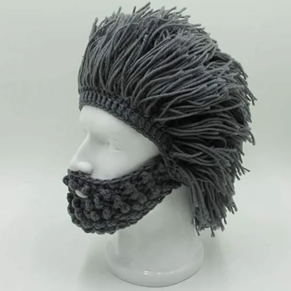 Vikingaskägg Mössa Hornhatt Vinter Varma Mask Stickad Ull Rolig> Huvudbonader
