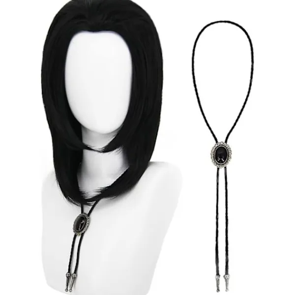 Vincent Vega-peruk för män med 1 halsband, kort svart> Peruker
