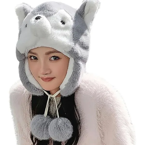 Vinter Termisk Plysch Päls Öronlapp Ushanka Hatt Konstgjord Päls Vindtät Huva Beanie Djurtema Kostymhatt för Män Kvinnor> Huvudbonader