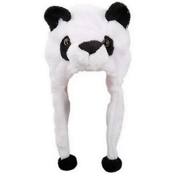 Vintermössa för vuxna och barn med söta plyschdjur, karaktärsmössa med pompom-ändar, långa remmar, rolig plyschleksak, öronlappsmössa för cosplay Panda | Fyndiq> Huvudbonader