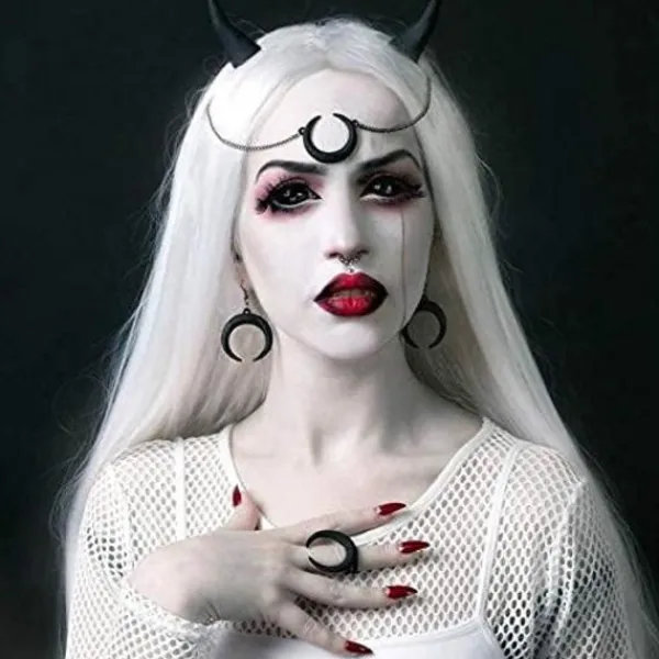 (Vit)Färgglad panda lång rak cosplay peruk med lugg naturlig syntetisk hårperuk för kvinnor eller G> Peruker