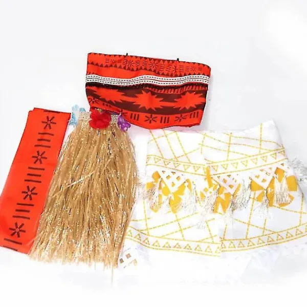 Vuxen & Barn Prinsessa Vaiana Moana Kostymklänningar med Halsband Peruk Kvinnor Flickor Halloweenfest Moana Klänning Kostymer Cosplay M> Peruker