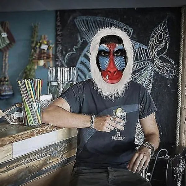 Vuxen Djur Babian Huvudmask, Halloween Djungel Schimpans Gorilla Apa Helhuvud Latex Mask Rekvisita För Kostymfest Cosplay-XS> Masker