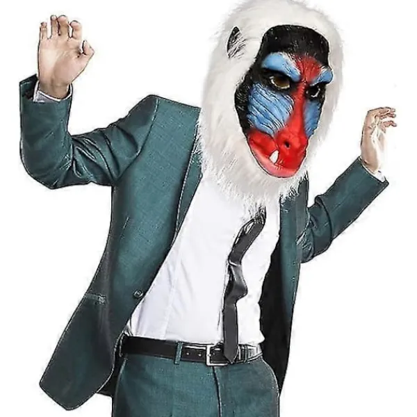 Vuxen Djur Babian Huvudmask, Halloween Djungel Schimpans Gorilla Apa Helhuvud Latex Mask Rekvisita För Kostymfest Cosplay-XS> Masker