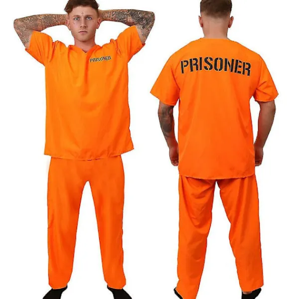 Vuxen Fånge Kostym Fånge Kostym Fågelbur Kostym För Halloween Fånge Kostym Män Fängelse Overall Kostym (Storlek L)> Dräkter