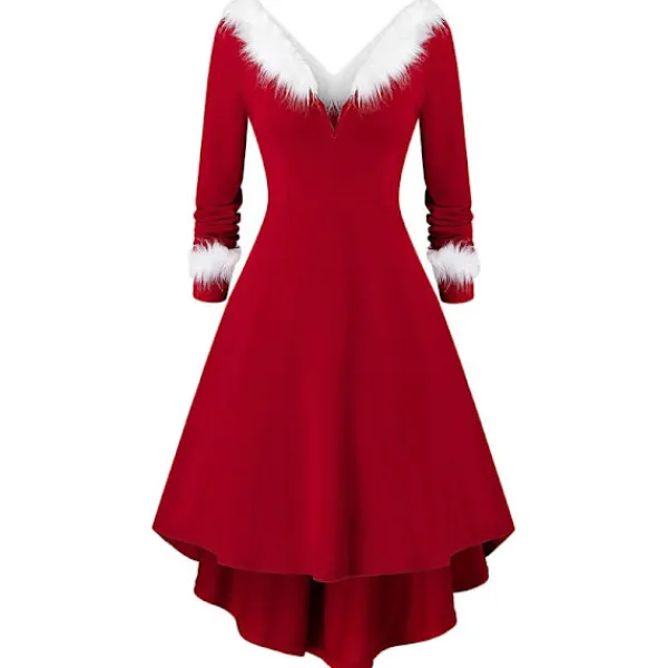 Vuxen julgungklänning Fancy Dress Xmas Red Costumes L> Dräkter