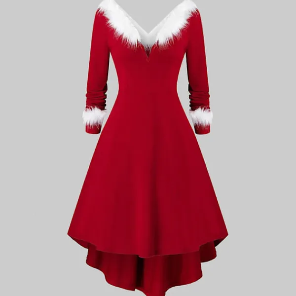 Vuxen julgungklänning Fancy Dress Xmas Red Costumes L> Dräkter