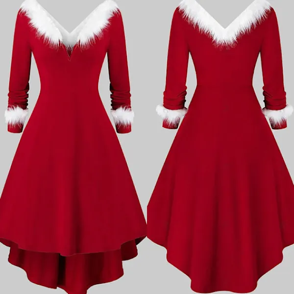 Vuxen julgungklänning Fancy Dress Xmas Red Costumes L> Dräkter