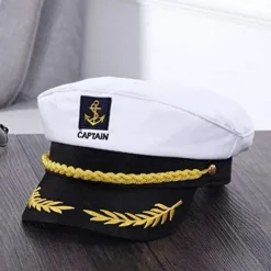 Vuxen Kapten Hatt Yachting Båt Sjöman Amiral Kostym Vit, One Size><noscript><img width=