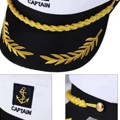 Vuxen Kapten Hatt Yachting Båt Sjöman Amiral Kostym Vit, One Size><noscript><img width=
