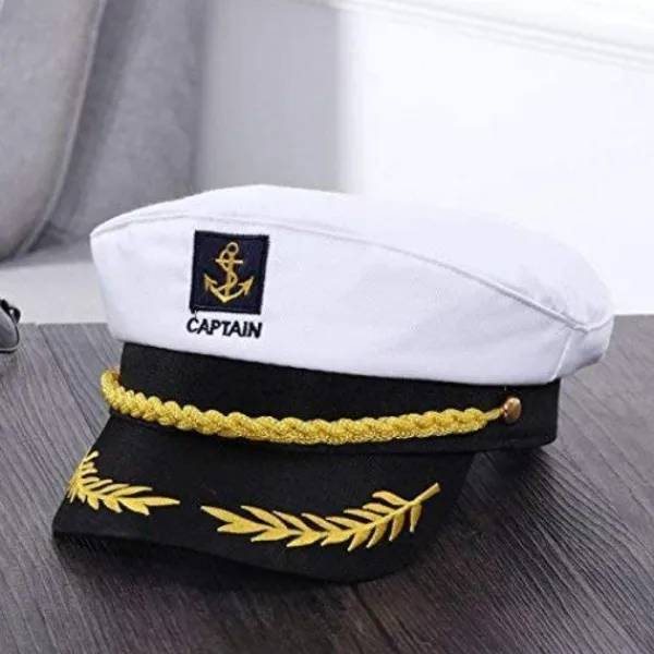 Vuxen Kapten Hatt Yachting Båt Sjöman Amiral Kostym Vit, One Size> Huvudbonader