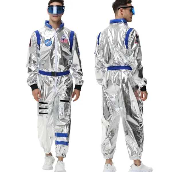 KOOLYOU Vuxen rymd astronaut silver jumpsuit för män och kvinnor Halloween cosplay fest dräkt par rymddräkt robot uniform dräkt M Women Blue Set> Dräkter