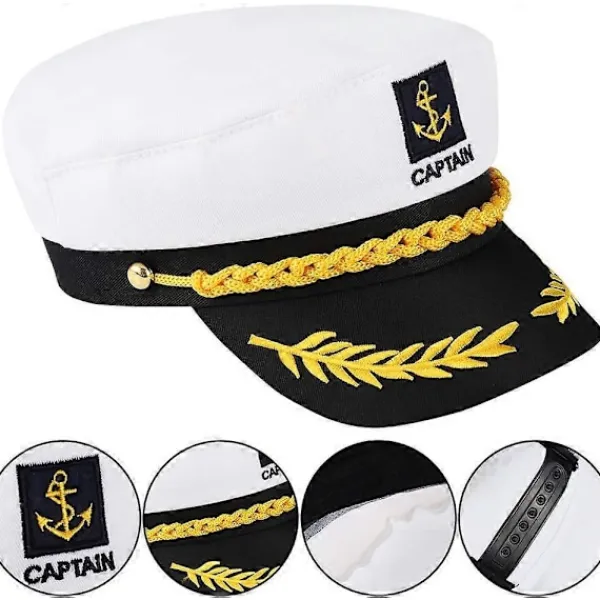 GIFT OF G Vuxen Sjömanshatt Justerbar Kaptenshatt Cosplay Sjöman Skepp Båt Kaptenshatt för Sjöman Marin Flottans Amiral> Huvudbonader