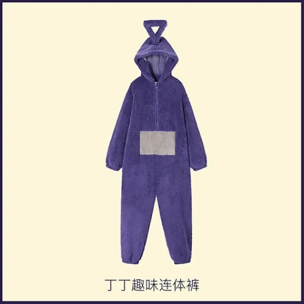 2024-vuxen Teletubbies Kostym Rolig Tinky Winky Onesies Po Lala Dipsy Cosplay Pyjamas Halloween Jul Sovkläder Jumpsuit S XL> Dräkter