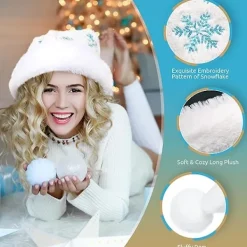 Vuxen vit tomteluva med julplyschhatt och blå snöflinga><noscript><img width=