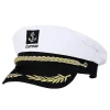 Vuxen Yacht Båt Skepp Sjöman Kapten Kostym Hatt Keps Marin Amiral Broderad Kapten Keps (Vit)> Huvudbonader