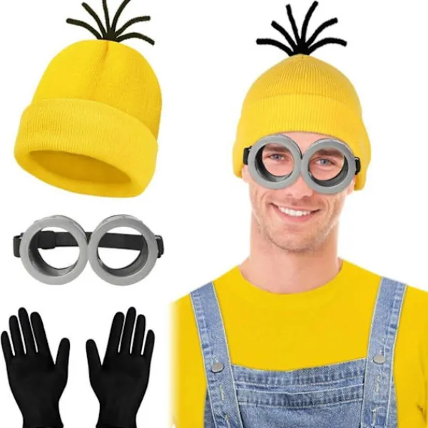 Vuxna Barn Cosplay Minions Kostym Hatt Handskar Glasögon Maskerad Jul Ett Set (Glasögon){ee} Ett Set (Glasögon) One Size> Tillbehör