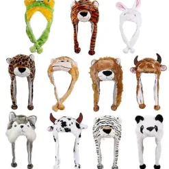 Vuxna barn vinter söt plysch djur karaktär mössa hatt med pompom ändar långa remmar rolig plysch leksak öronlapp mössa cosplay Kanin Rabbit> Huvudbonader