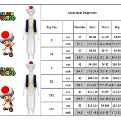 Vuxna Super Mario Bros 2 Toad Cosplay Party Kostym Toppar+byxor+hatt Outfitset Presenter><noscript><img width=