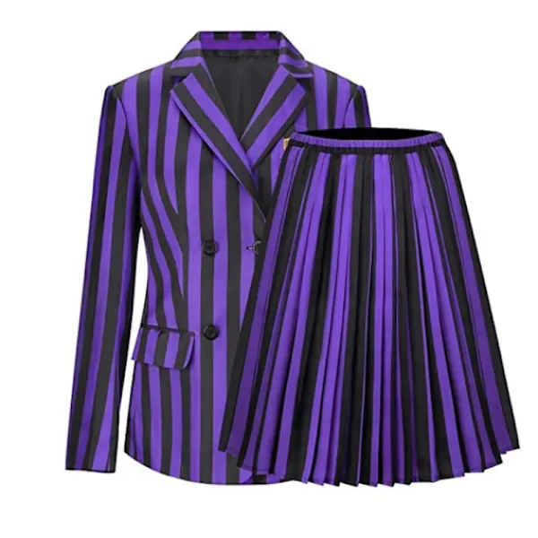 Wednesday Addams Kostym Nevermore Academy Barn Vuxen Uniform Klänning Kostym Cosplay Endast Hand-FF- One Size> Tillbehör