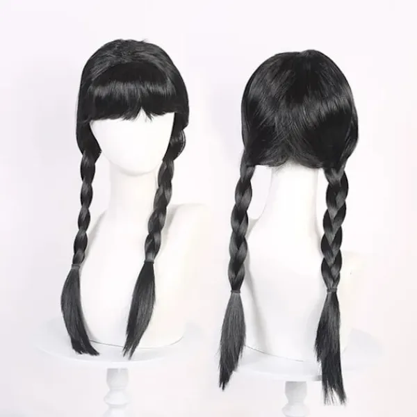 Wednesday Addams Kostym Nevermore Academy Barn Vuxen Uniform Klänning Kostym Cosplay Endast Peruk-FF- One Size> Peruker