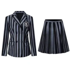 Wednesday Addams Kostym Nevermore Academy Barn Vuxen Uniform Klänning Kostym Cosplay Endast Hand-FA- One Size><noscript><img width=