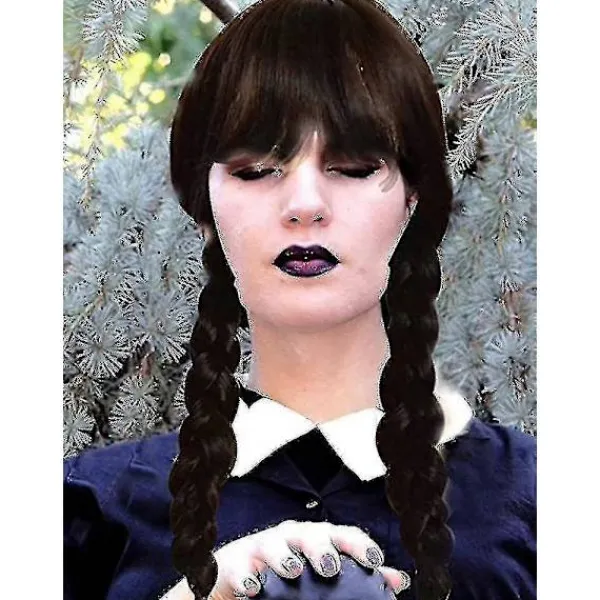 FMYSJ Wednesday Addams Peruk Med Peruknät Peruker För Wednesday (FMY)> Peruker