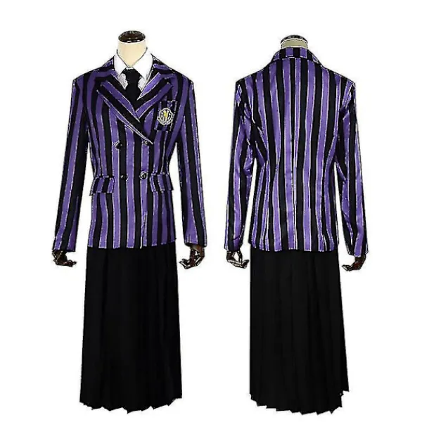 Wedneday Addam The Addam Family Nevermore Kotym Uniform et Kvinnokläder Wig 1> Peruker