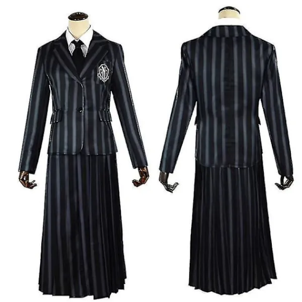 Wedneday Addam The Addam Family Nevermore Kotym Uniform et Kvinnokläder Wig 1> Peruker