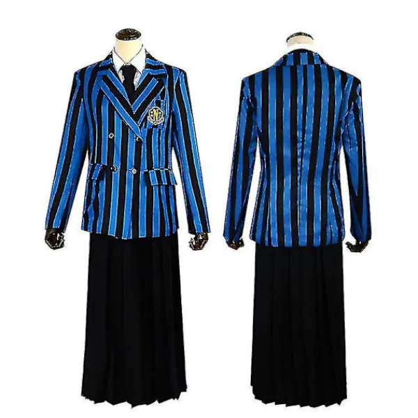 Wedneday Addam The Addam Family Nevermore Kotym Uniform et Kvinnokläder Wig 1> Peruker