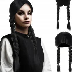 Wednesday Peruk med Flätor - Addams> Peruker