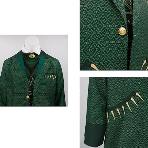 Wizard-kostym för män Wick Witch Cosplay Gotisk Medeltida Oz Jacka Grön Kappa Halloween Warlock Uniform S> Dräkter
