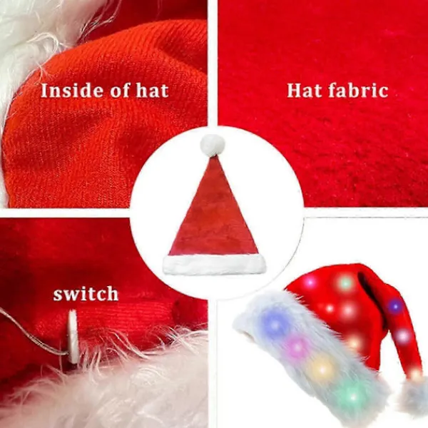 XHW Lysande Julhatt Tomtehatt Med LED-lampor Blinkande Tomtehatt för Vuxna och Barn Julklappar Tomtehatt Julhatt Julhelg> Huvudbonader