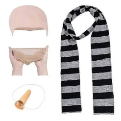 Yalisheng 4 st Minionerna Gru Cos Set Falsk Näsa Flintskallig Hätta Halloween Kostym Tillbehör Svart Grå Randig Halsduk Cosplay Set För Vuxen (FMY)><noscript><img width=