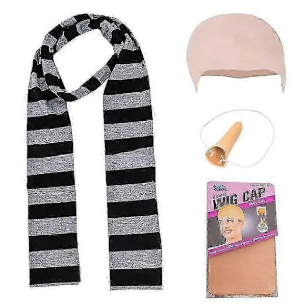 Yalisheng 4 st Minionerna Gru Cos Set Falsk Näsa Flintskallig Hätta Halloween Kostym Tillbehör Svart Grå Randig Halsduk Cosplay Set _Speciella gåvor | Fyndiq> Tillbehör