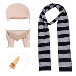 unbranded Yalisheng 4-pack Despicable Me Gru Cosplay-set med falsk näsa, skallig peruk, Halloween-kostymtillbehör, svart och grå randig halsduk för vuxna><noscript><img width=