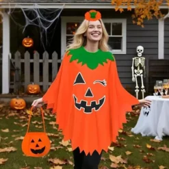 Yezmo Uppblåsbar Poncho-dräkt med Självlysande Godisväska för Halloween[YDE]><noscript><img width=